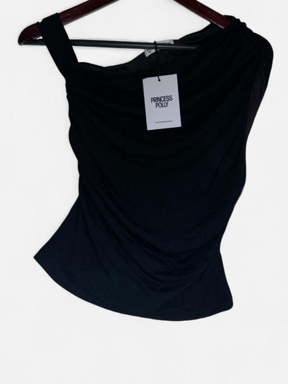 Princess Polly Black Off The Shoulder Draping Top